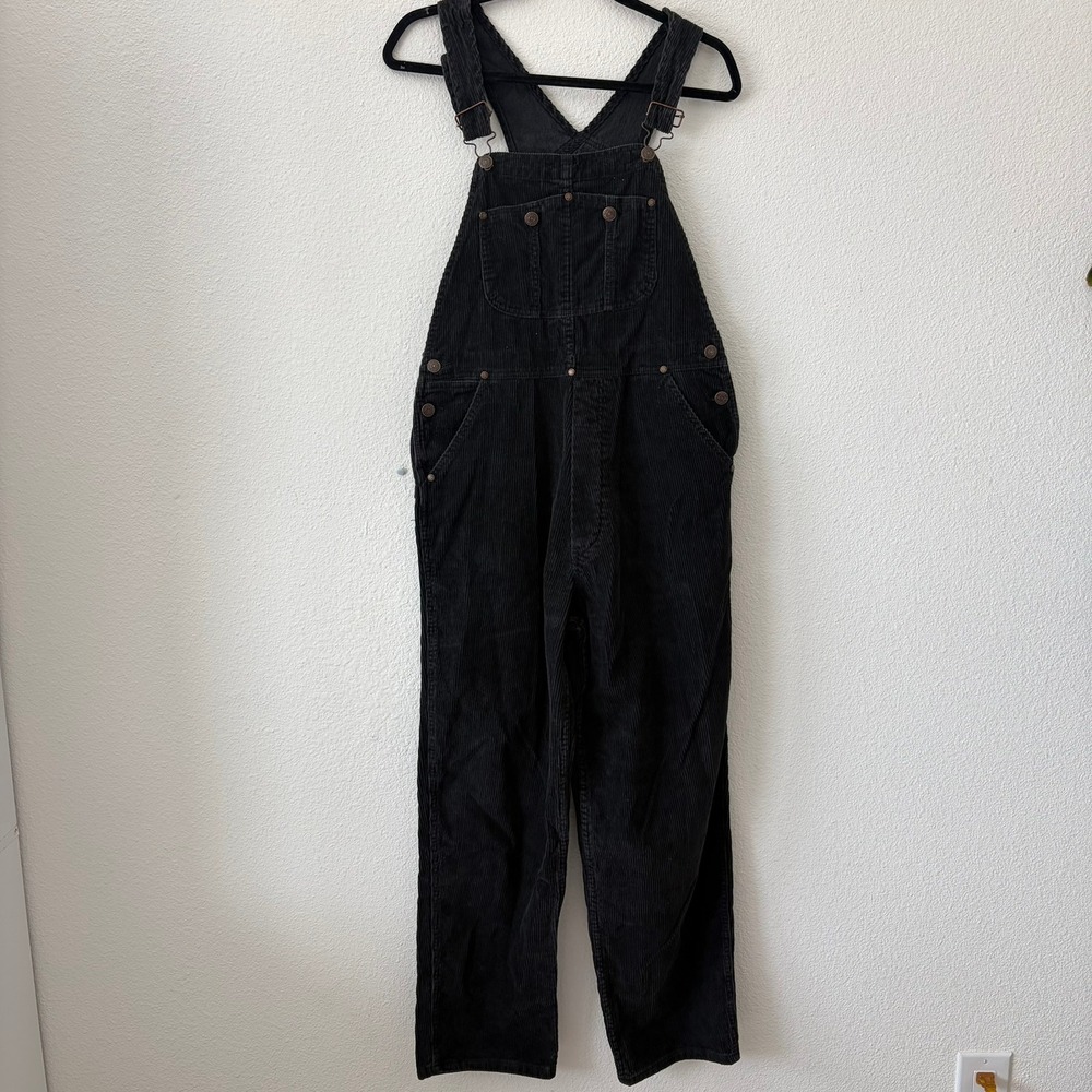 Jordache Overalls Women Medium Black Corduroy Girlfriend Vintage Bibs Utility